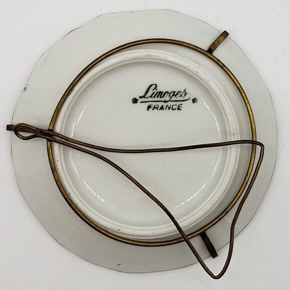 Limoges France Porcelain Baby Blue Gold Floral Gilt Romantic Couple Mini Plate - Picture 2 of 7